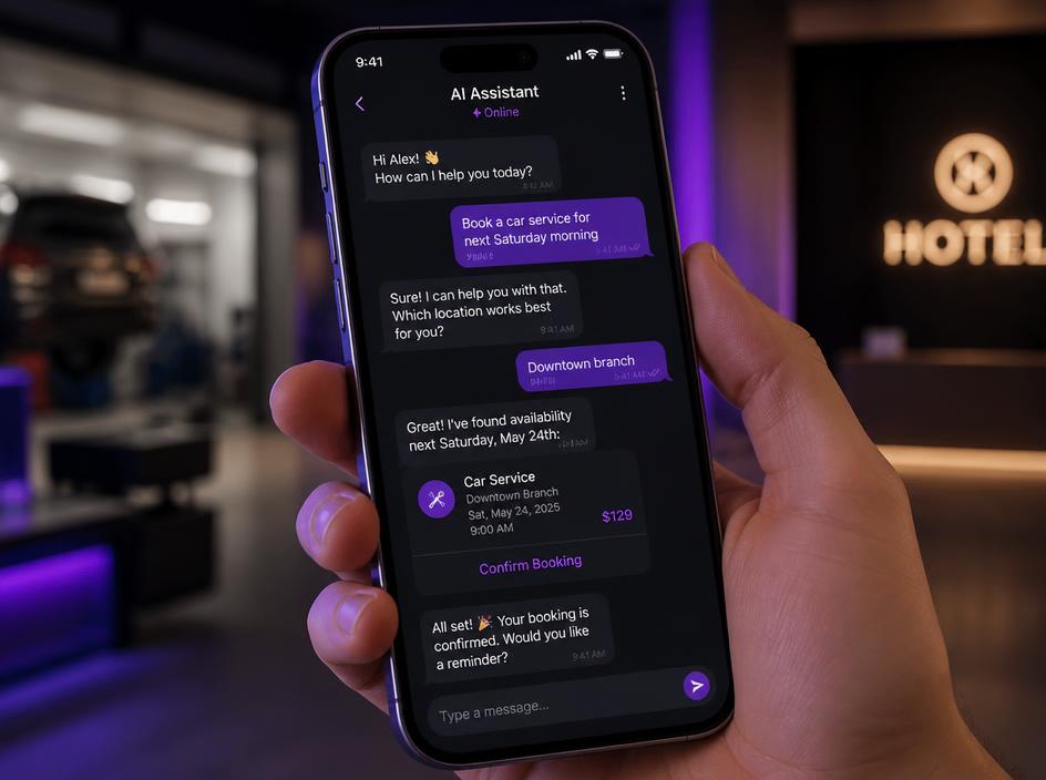 Customer booking a service from a mobile app